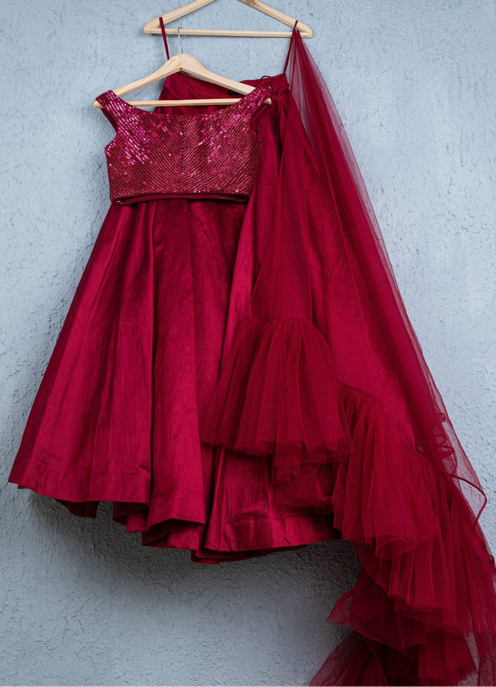 Sangria Lehenga With Sequence Blouse And Frill Dupatta Anisha Shetty - Fabilicious Fashion