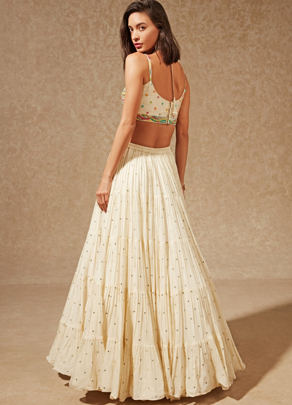 Sayuri Ivory Thread Work Blouse And Lehenga Chamee n Palak - Fabilicious Fashion