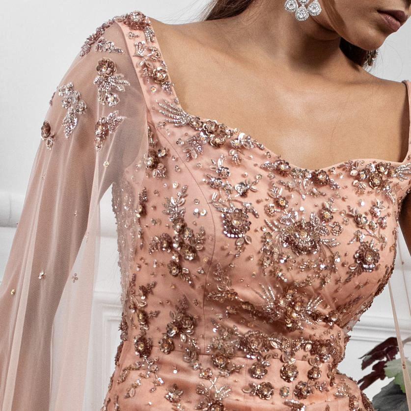 Scintillating Peach Gown Parul Gandhi - Fabilicious Fashion