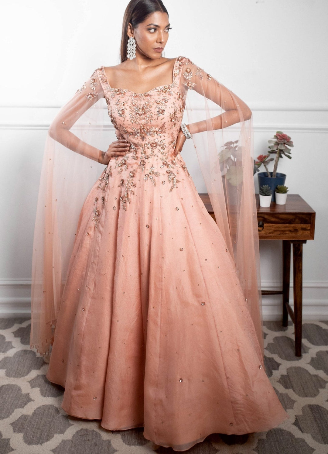 Scintillating Peach Gown Parul Gandhi - Fabilicious Fashion