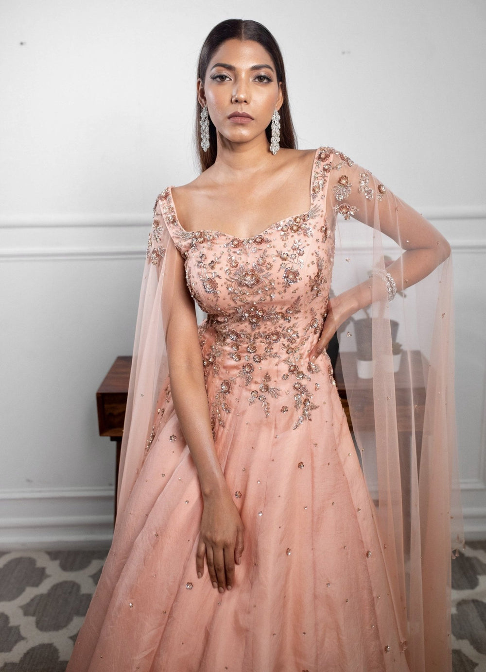 Scintillating Peach Gown Parul Gandhi - Fabilicious Fashion