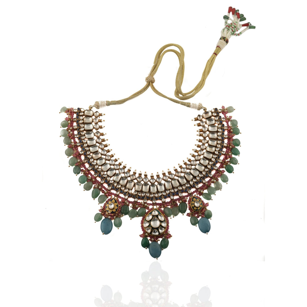 Sea Green And Pestle Blue Necklace Set Riana by Shikha Jindal - Fabilicious Fashion