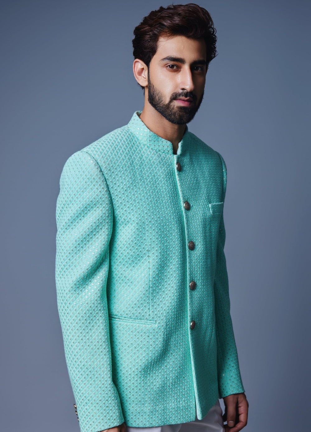 Sea Green Bandhgala Set Chatenya Mittal - Fabilicious Fashion