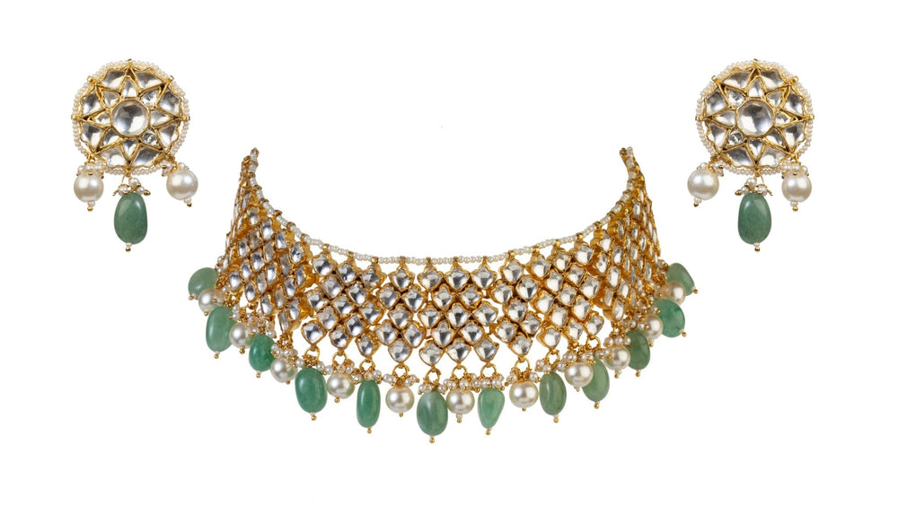 Sea Green Choker Set Riana by Shikha Jindal - Fabilicious Fashion