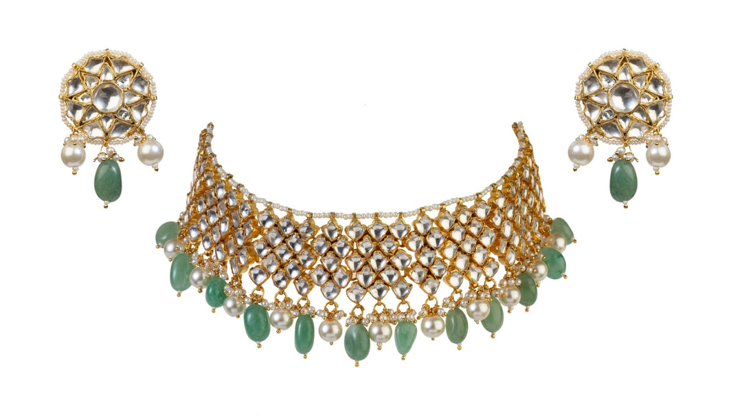 Sea Green Choker Set Riana by Shikha Jindal - Fabilicious Fashion