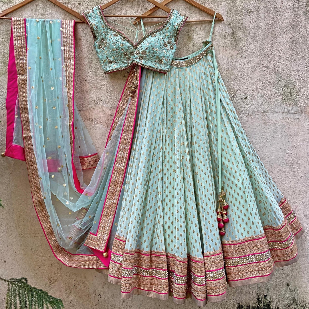 Sea Green Embroidered Set Priti Sahni - Fabilicious Fashion