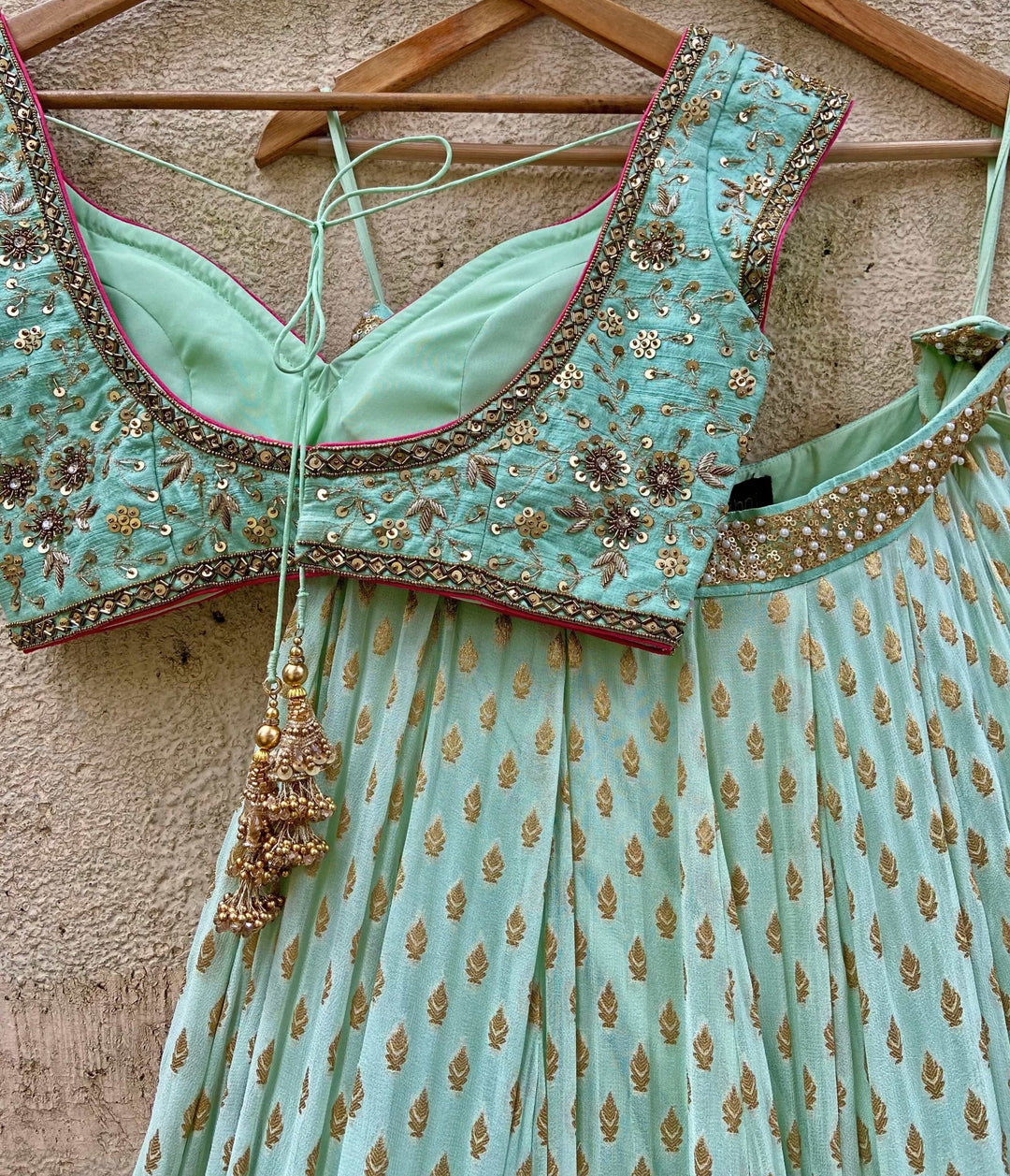 Sea Green Embroidered Set Priti Sahni - Fabilicious Fashion