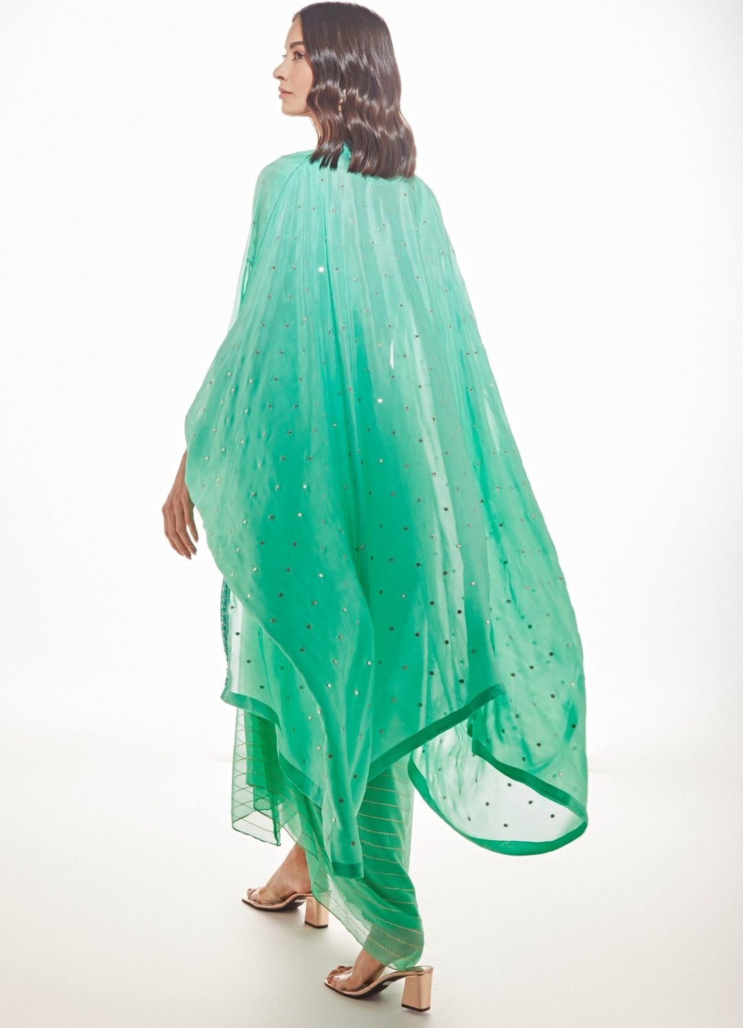 Sea Green Julia Cape Set Chamee n Palak - Fabilicious Fashion