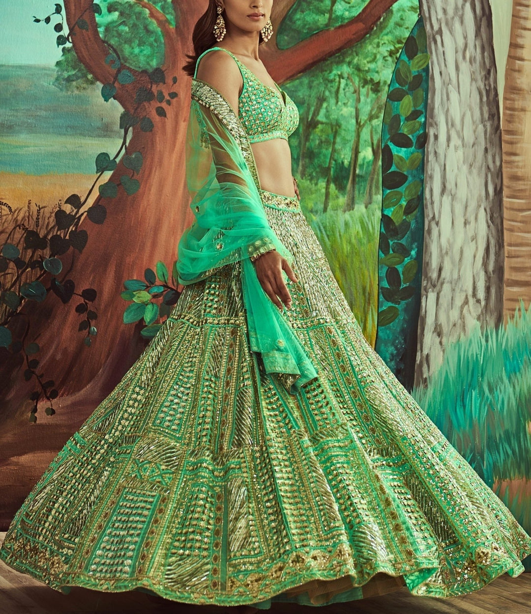 Seagreen Sequins Lehenga Set Angad Singh - Fabilicious Fashion