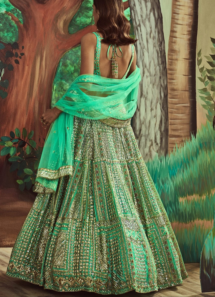 Seagreen Sequins Lehenga Set Angad Singh - Fabilicious Fashion