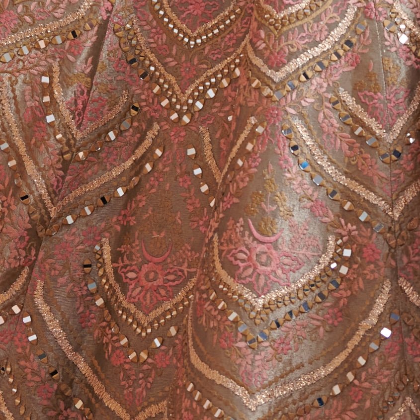 Seashell Beige and Peach Mirror and Resham Lehenga Set Suhino - Fabilicious Fashion