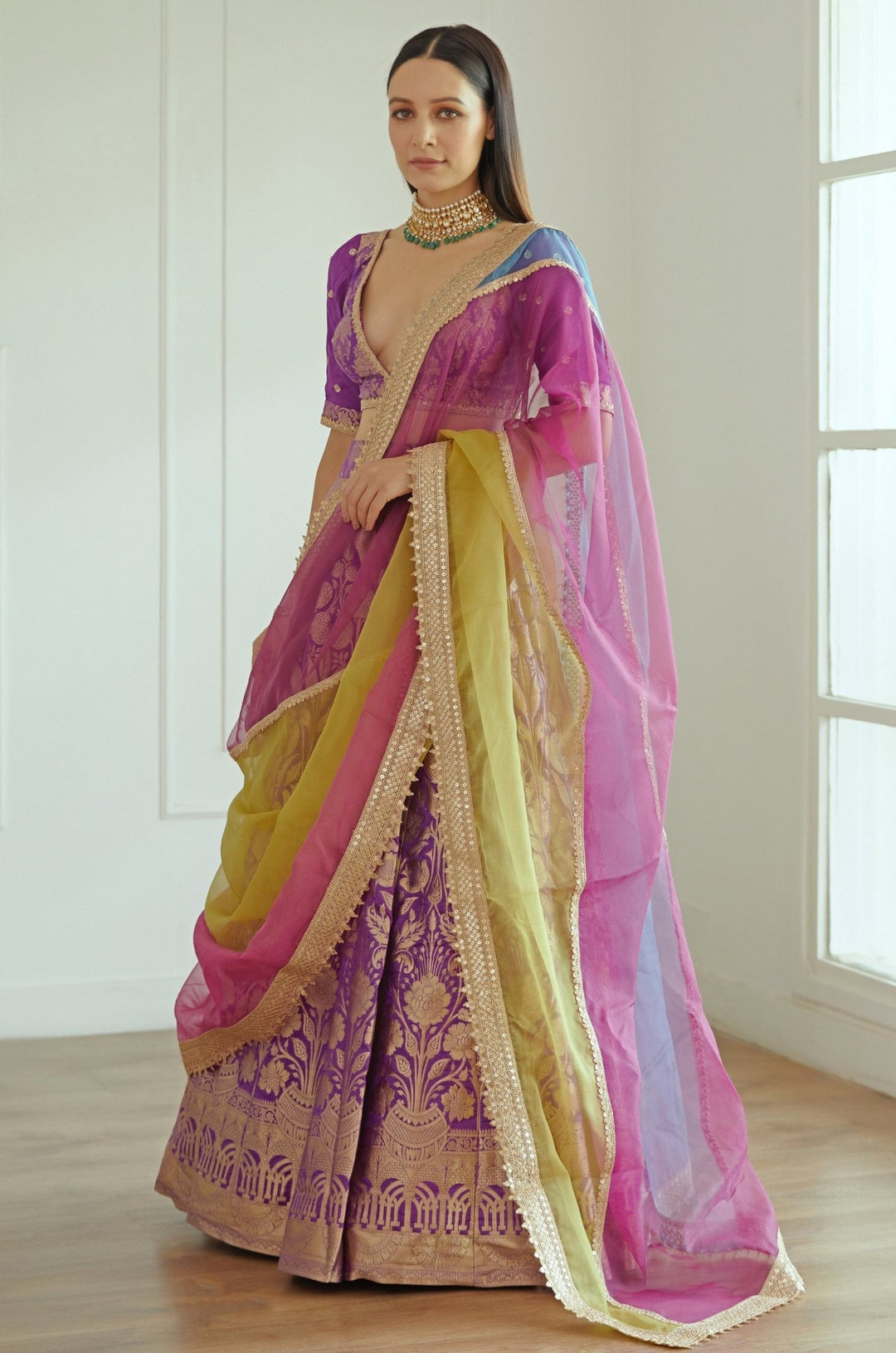 Shehnaaz Purple Benarsi Lehenga Set Studio Iris - Fabilicious Fashion