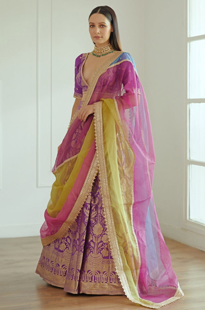 Shehnaaz Purple Benarsi Lehenga Set Studio Iris - Fabilicious Fashion