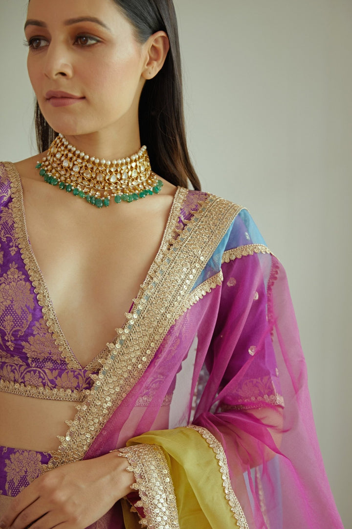 Shehnaaz Purple Benarsi Lehenga Set Studio Iris - Fabilicious Fashion