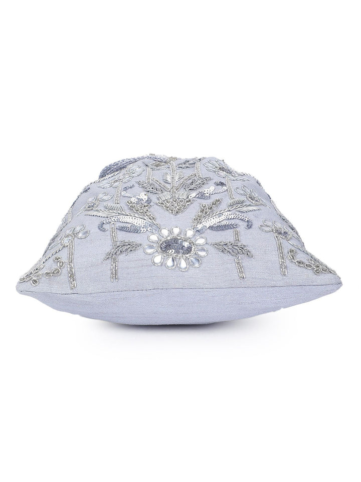 Silver and Aqua Potli The Purple Sack - Fabilicious Fashion