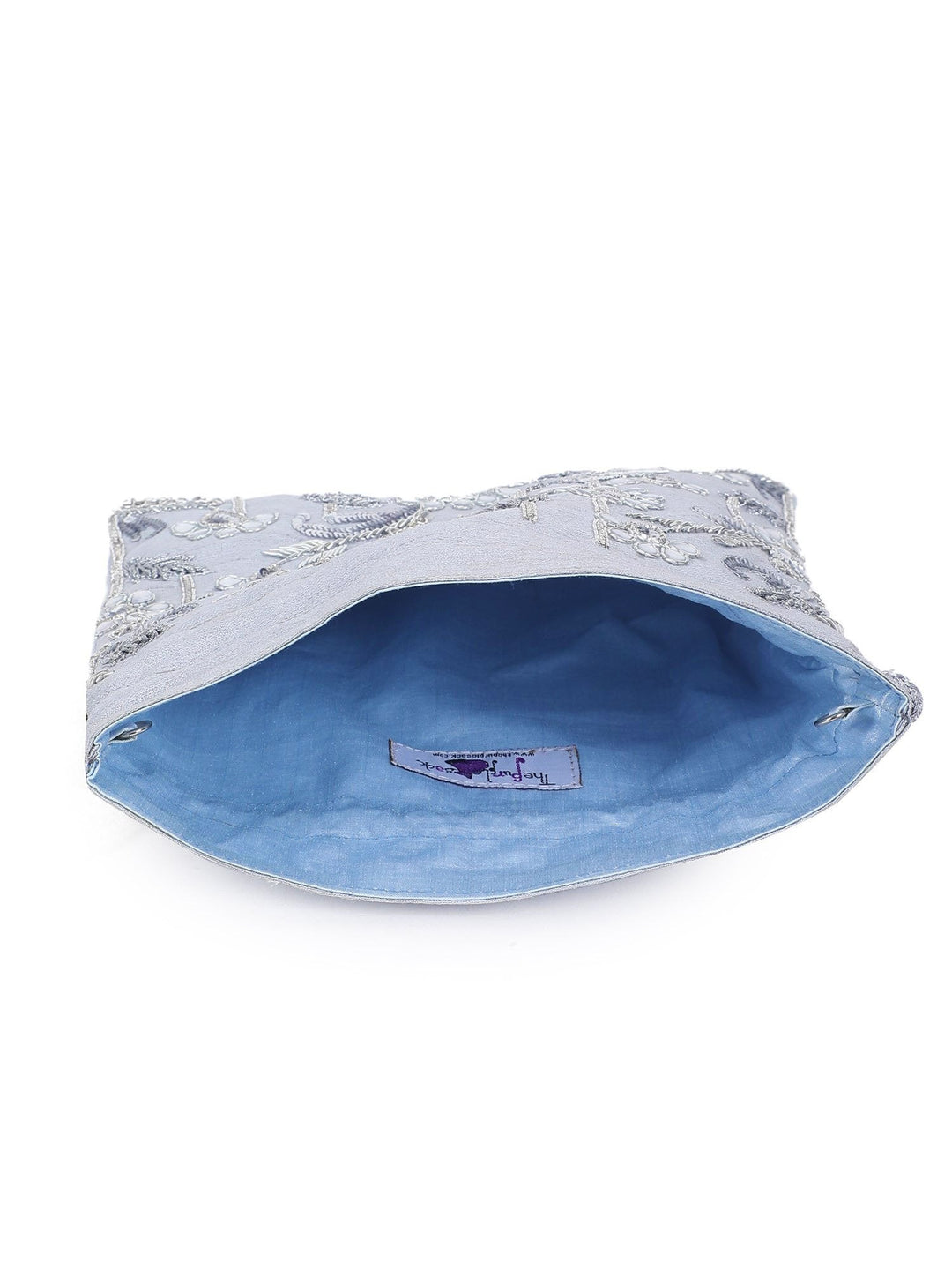 Silver and Aqua Potli The Purple Sack - Fabilicious Fashion