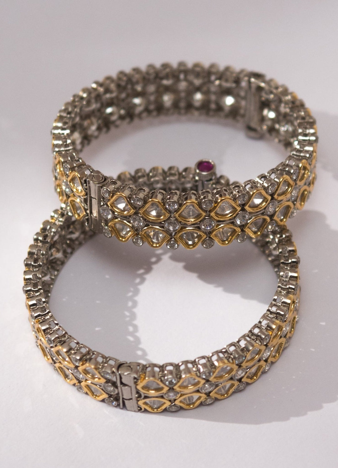 Silver Kundan Polki Kada Set Zevar By Geeta - Fabilicious Fashion