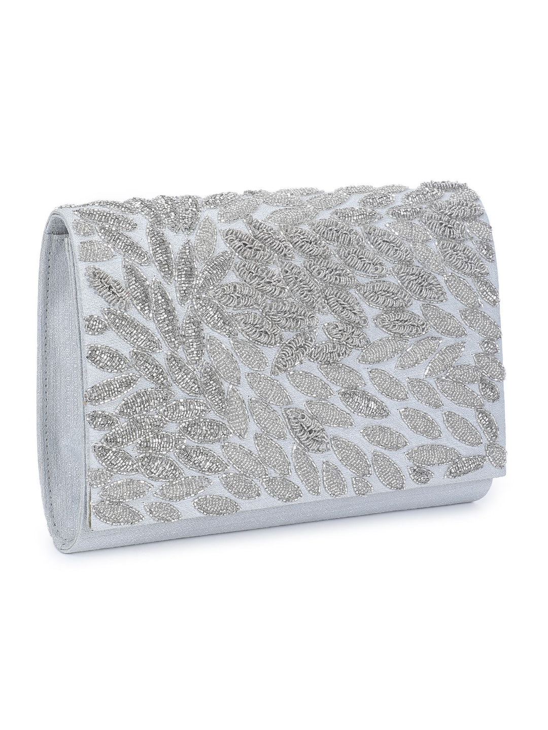 Silver Leaf Sparkle Clutch The Purple Sack - Fabilicious Fashion