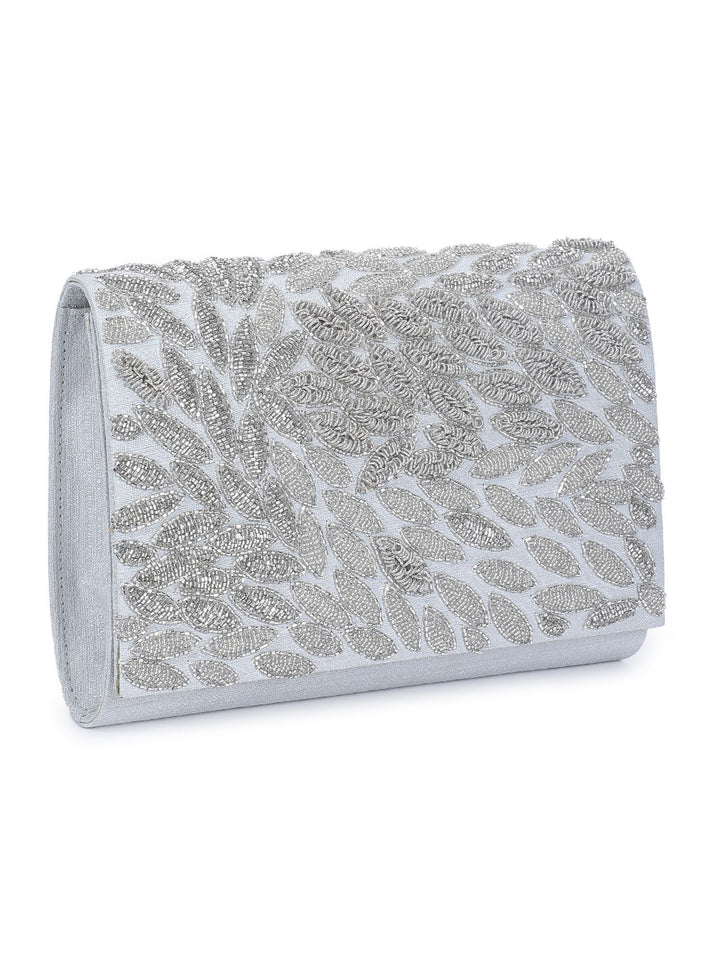 Silver Leaf Sparkle Clutch The Purple Sack - Fabilicious Fashion