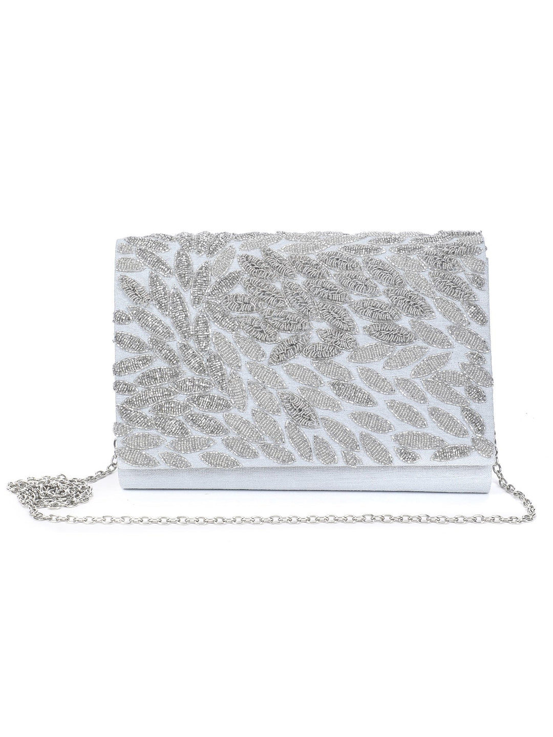 Silver Leaf Sparkle Clutch The Purple Sack - Fabilicious Fashion