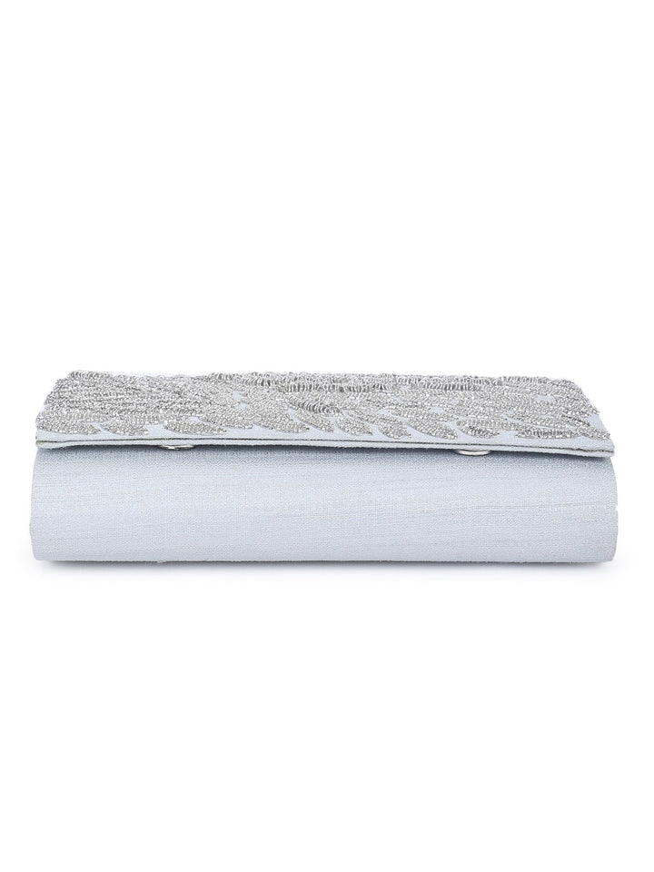 Silver Leaf Sparkle Clutch The Purple Sack - Fabilicious Fashion