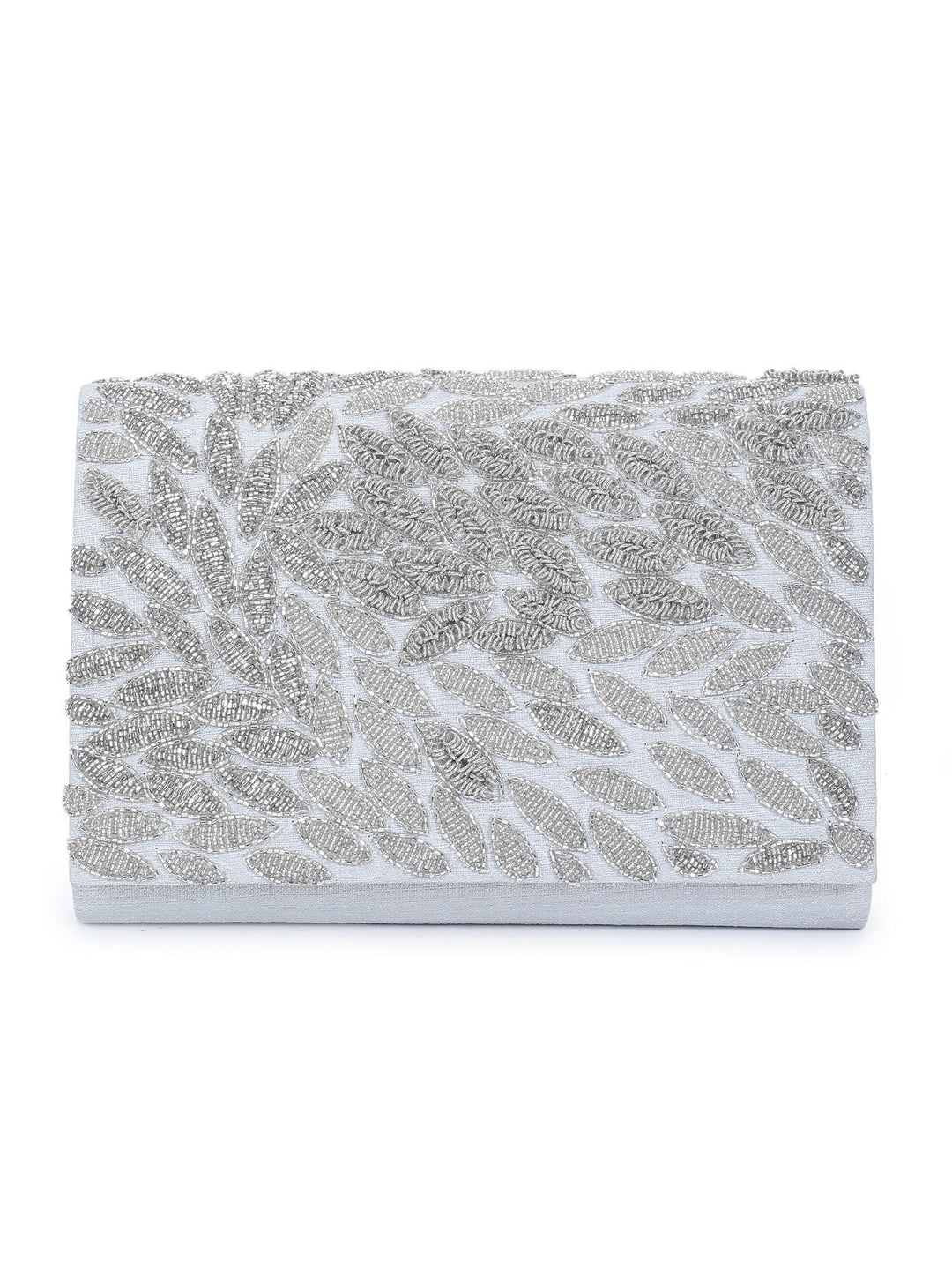 Silver Leaf Sparkle Clutch The Purple Sack - Fabilicious Fashion