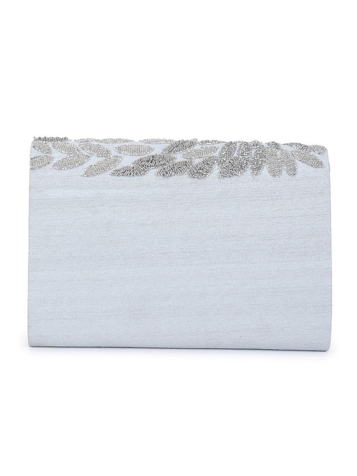 Silver Leaf Sparkle Clutch The Purple Sack - Fabilicious Fashion