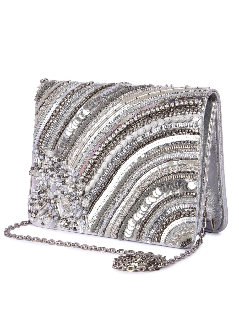 Silver Sheel Clutch The Purple Sack - Fabilicious Fashion