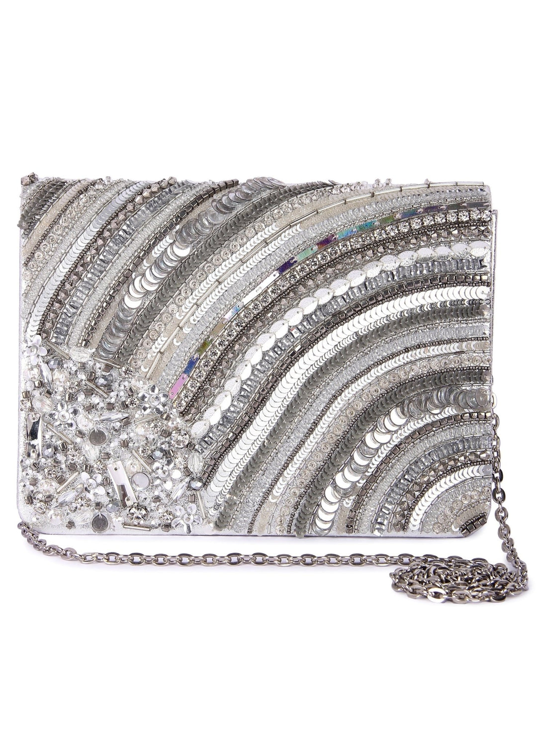 Silver Sheel Clutch The Purple Sack - Fabilicious Fashion