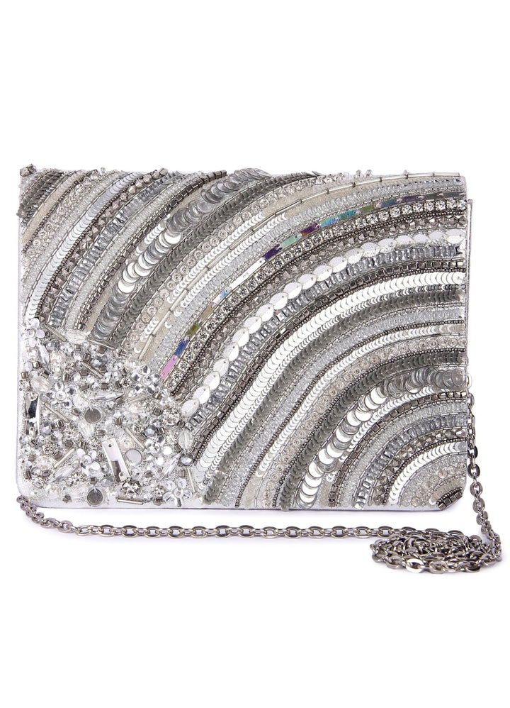 Silver Sheel Clutch The Purple Sack - Fabilicious Fashion