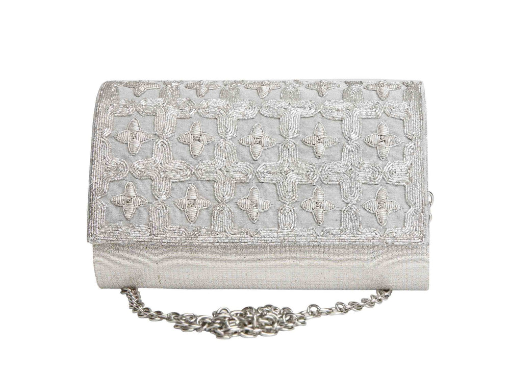 Silver Sparkle Clutch The Purple Sack - Fabilicious Fashion