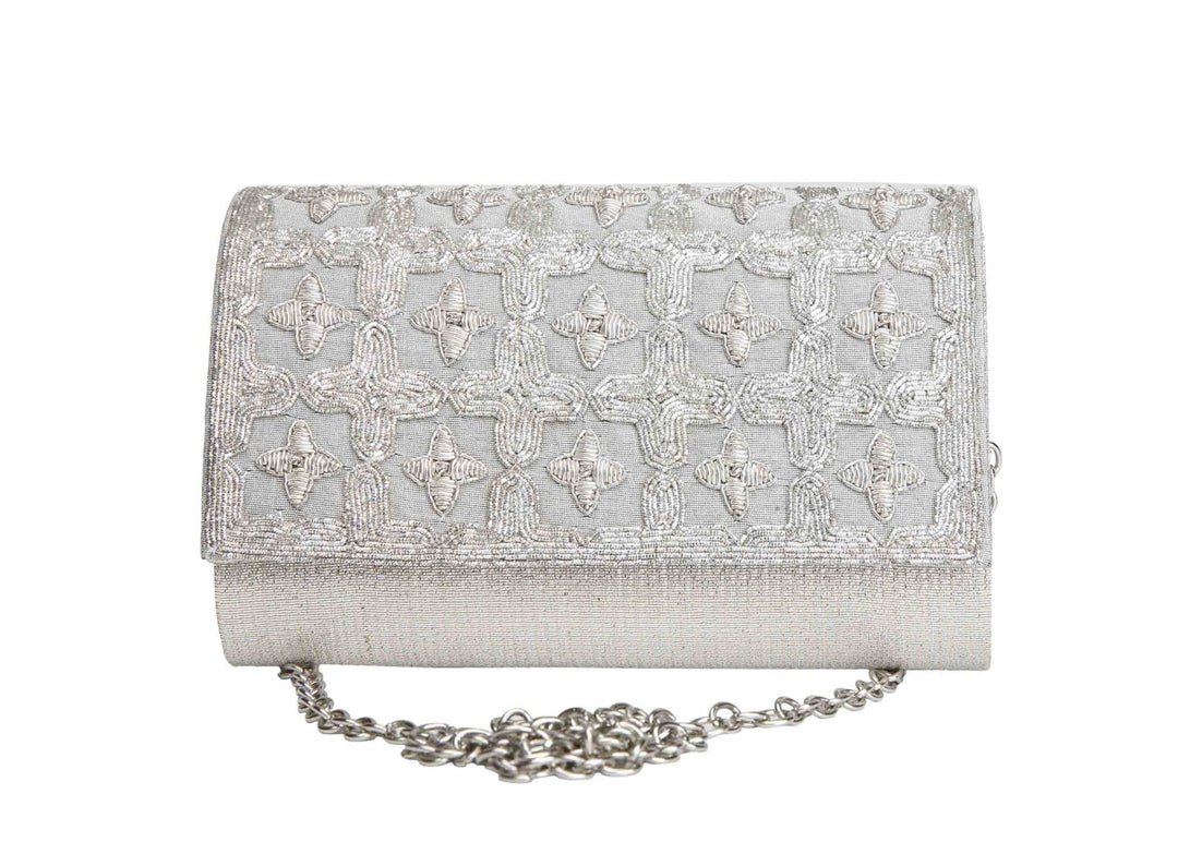 Silver Sparkle Clutch The Purple Sack - Fabilicious Fashion