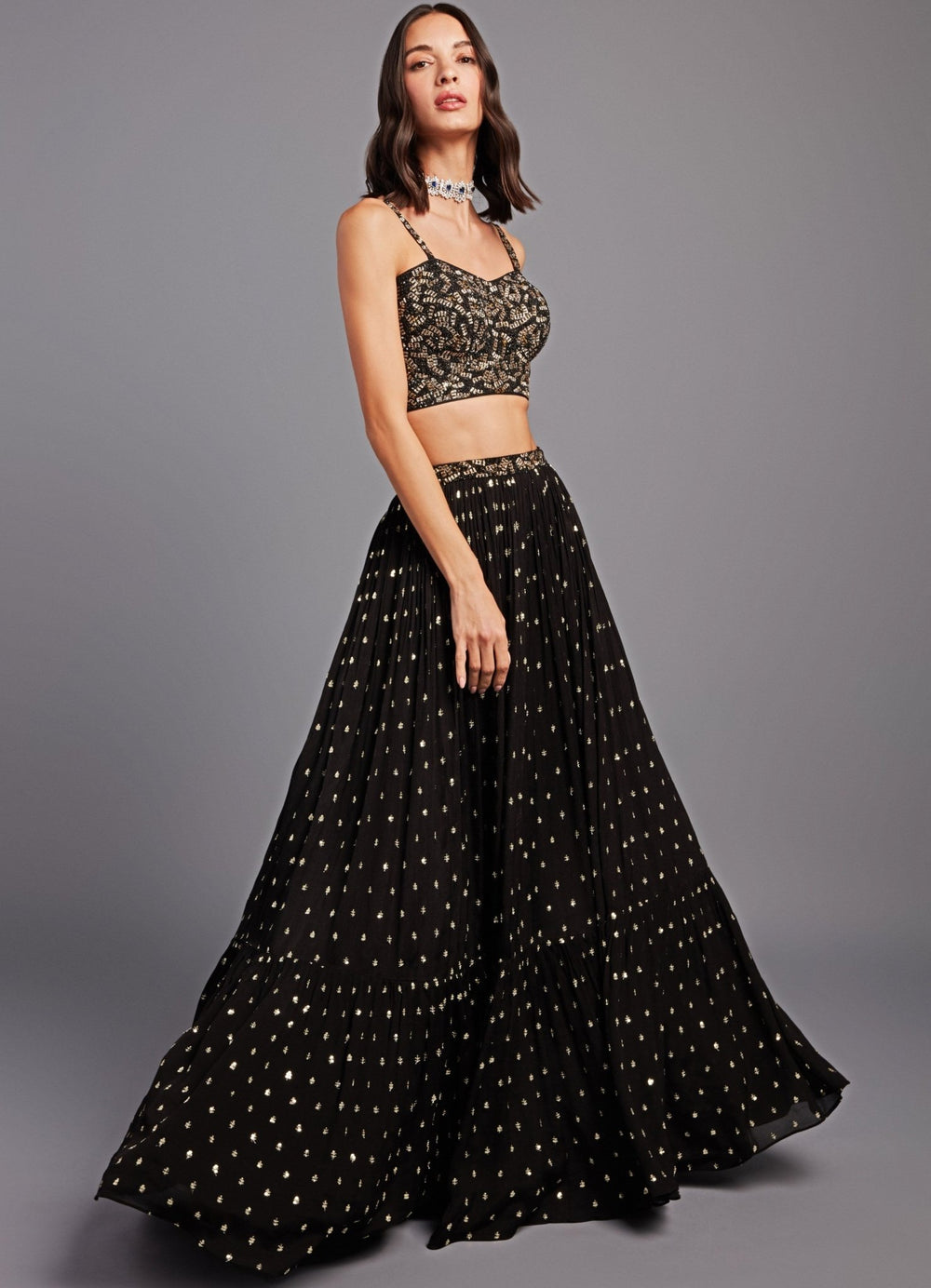 Sira Black Sequence Set Chamee n Palak - Fabilicious Fashion