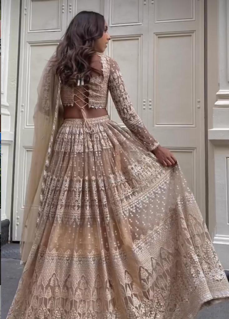 Sitara Nude Gold Lehenga Set Renee - Fabilicious Fashion