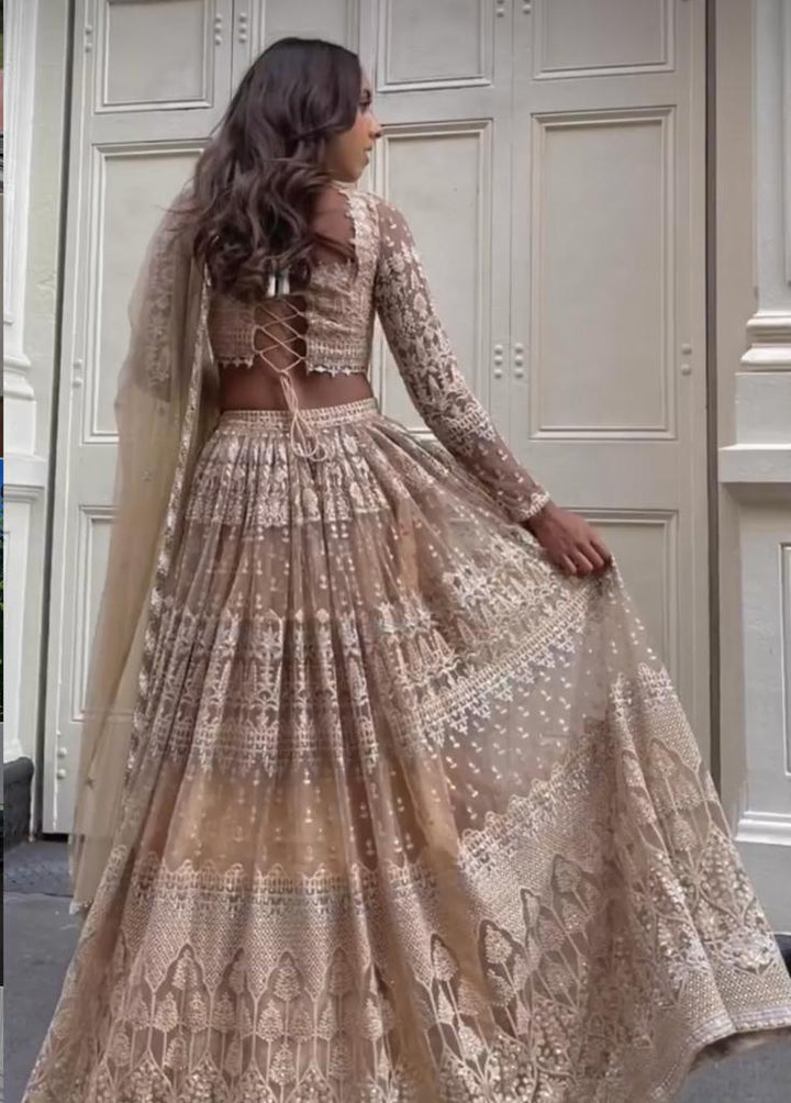 Sitara Nude Gold Lehenga Set Renee - Fabilicious Fashion