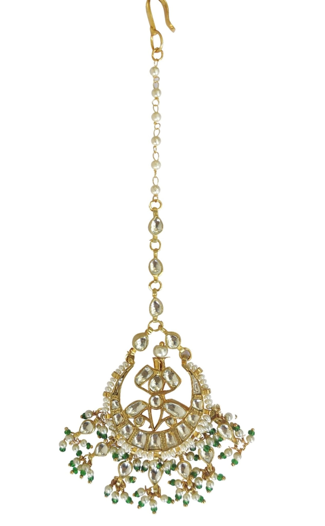 Small Tikka With Green Hangings Riana by Shikha Jindal - Fabilicious Fashion