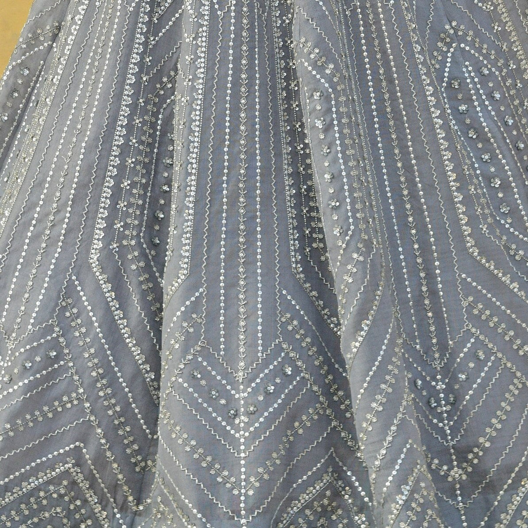 Chamee and Palak Smoky Grey Zardosi And Kundan Embroidered Lehenga SetFabilicious Fashion