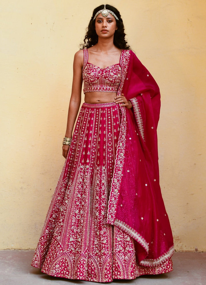 Chamee and Palak Rani Pink Bridal Lehenga SetFabilicious Fashion