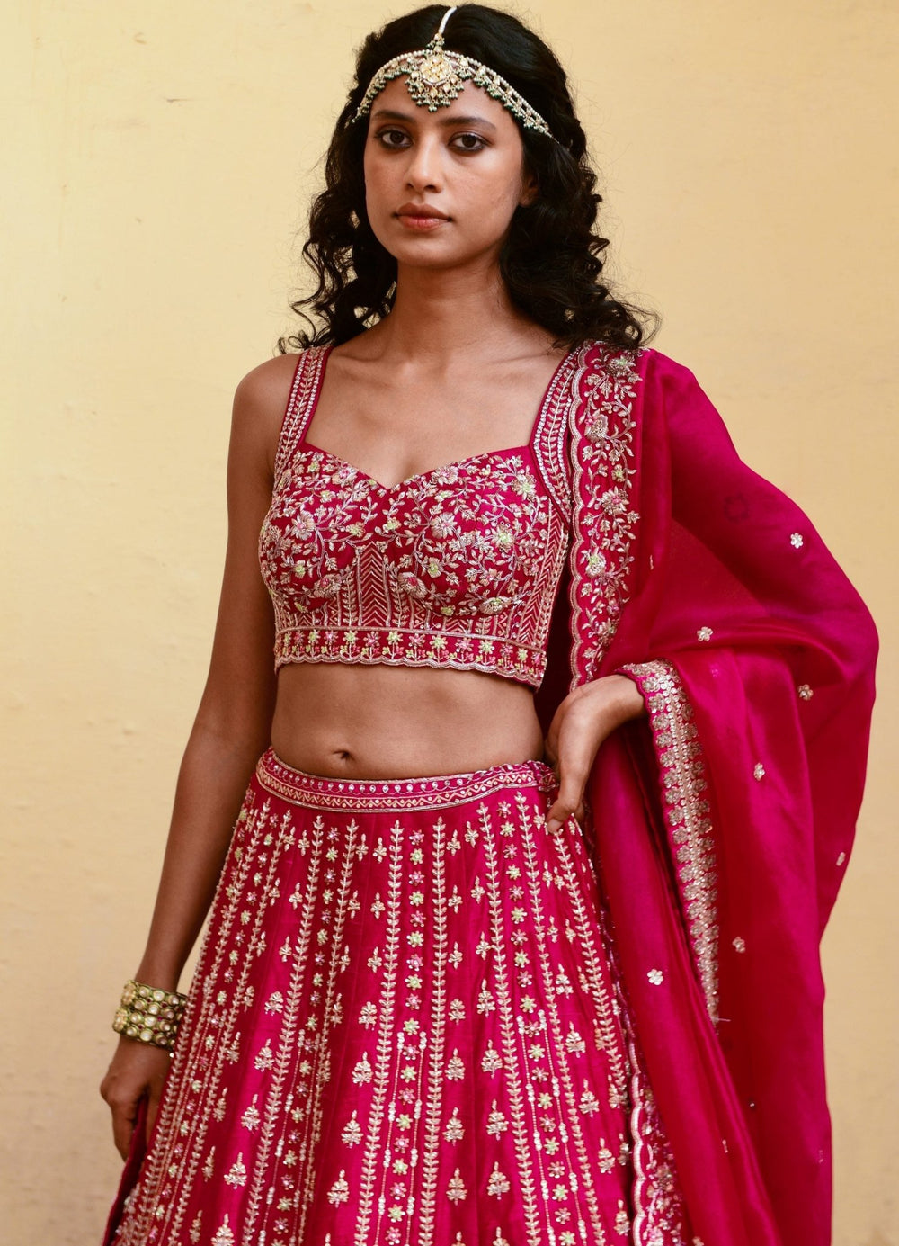 Chamee and Palak Rani Pink Bridal Lehenga SetFabilicious Fashion