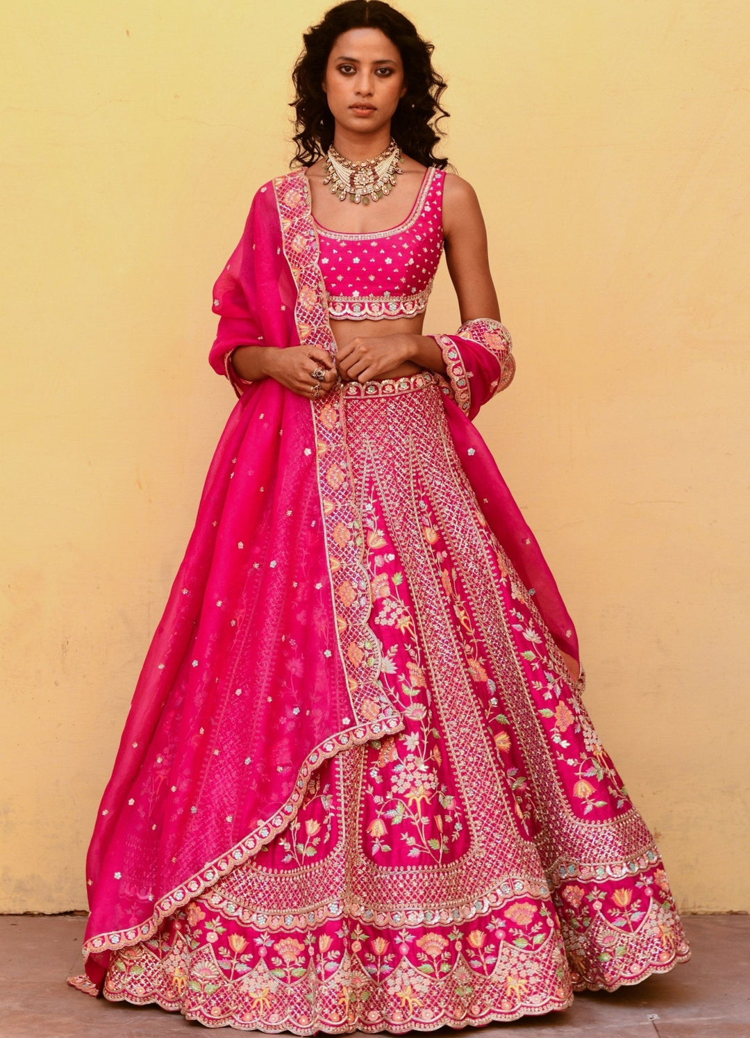Chamee and Palak Rani Pink Zardosi And Resham Bridal Lehenga SetFabilicious Fashion