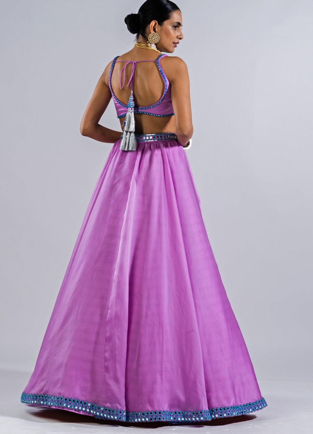 Soft Lilac Satin Organza Lehenga Set Vvani by Vani Vats - Fabilicious Fashion