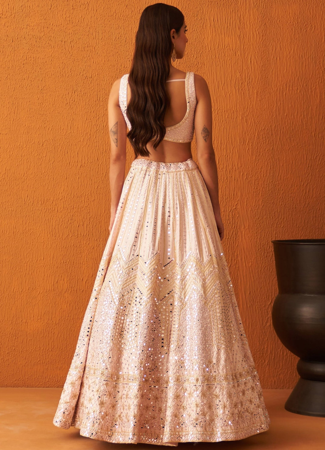 Soft Pink Embellished Raw Silk Lehenga With Net Dupatta Angad Singh - Fabilicious Fashion