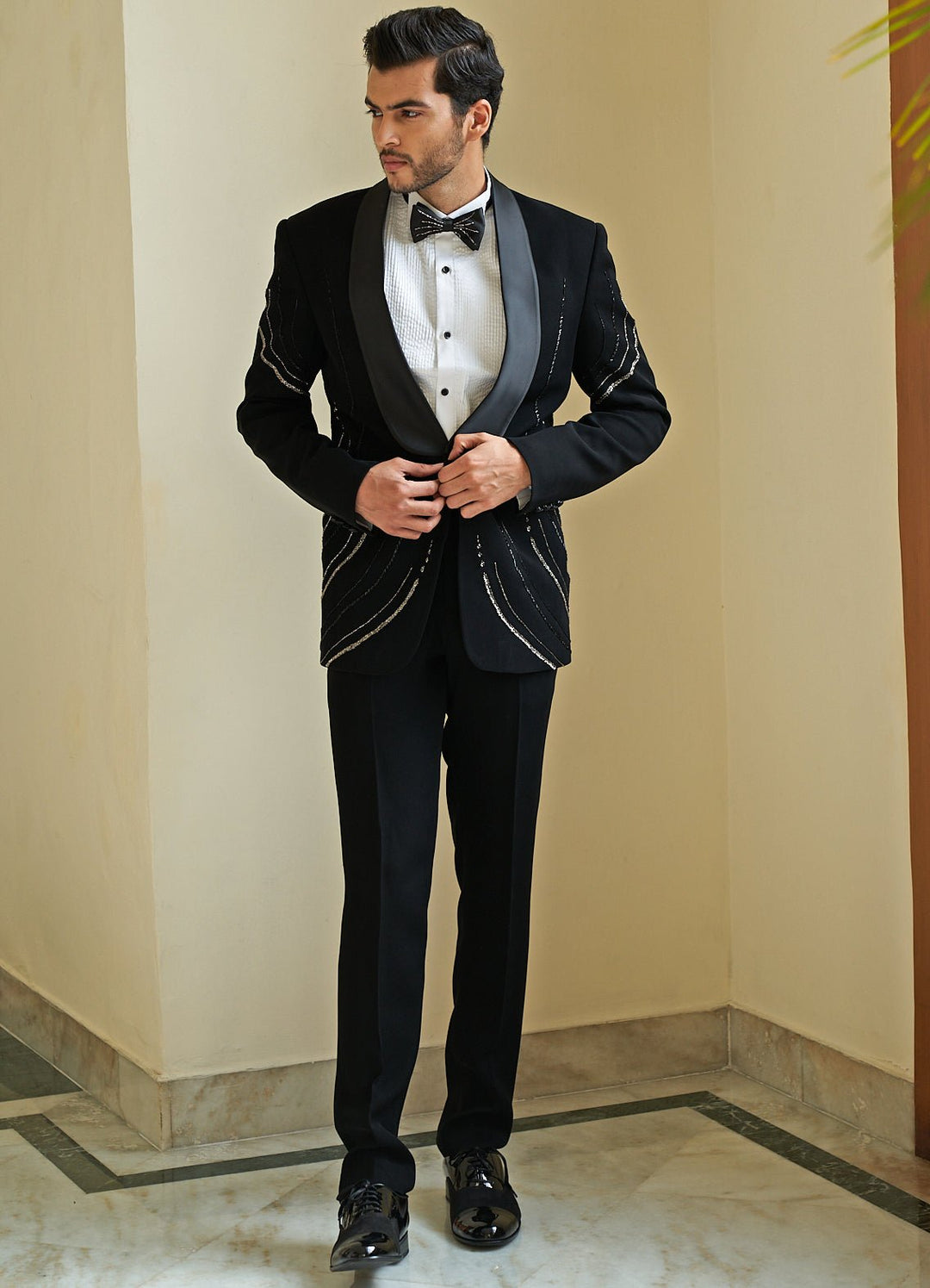 Soul Black Tuxedo Set Contrast by Parth - Fabilicious Fashion