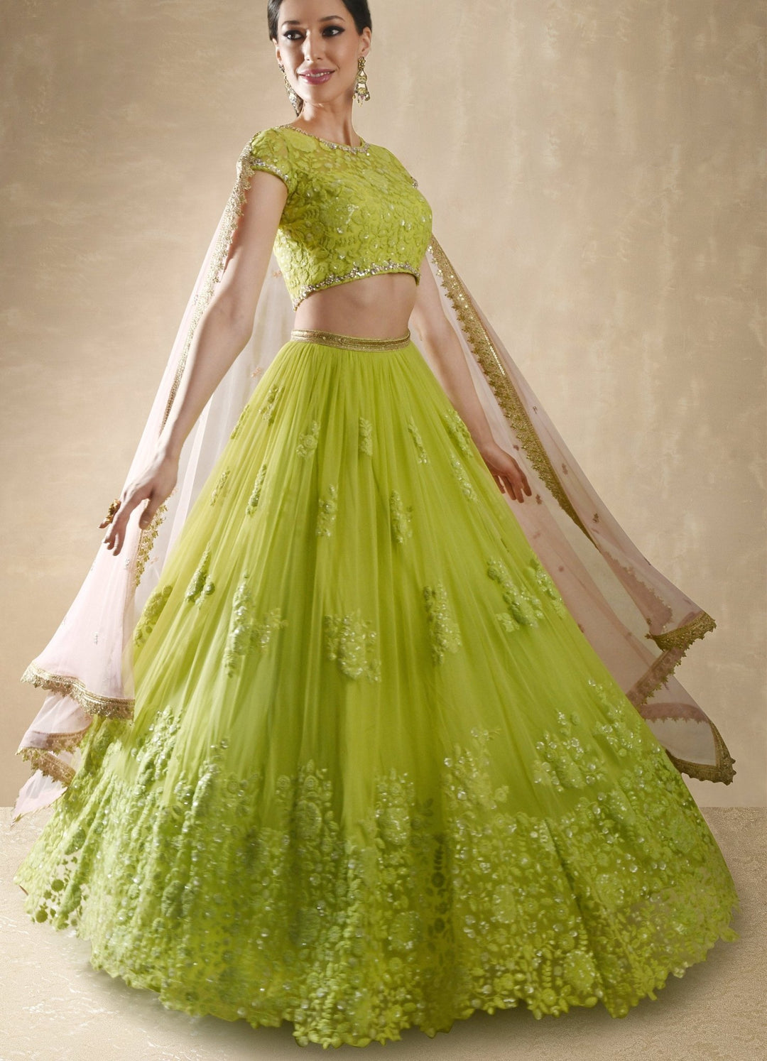 Starflower Lime Green Lehenga Set Renee - Fabilicious Fashion