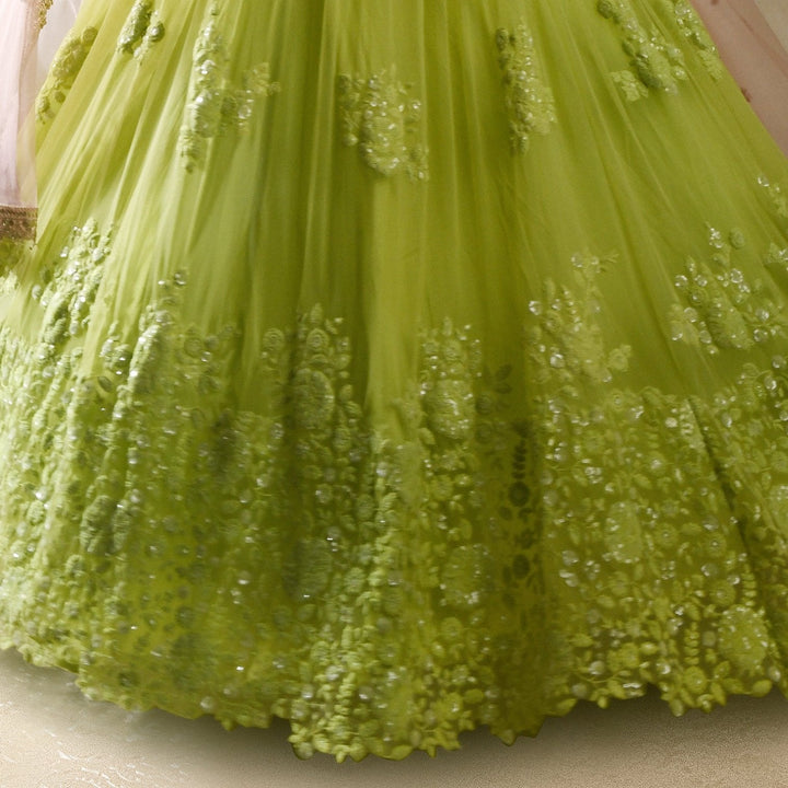 Starflower Lime Green Lehenga Set Renee - Fabilicious Fashion