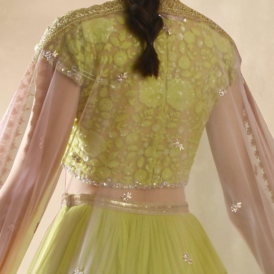 Starflower Lime Green Lehenga Set Renee - Fabilicious Fashion