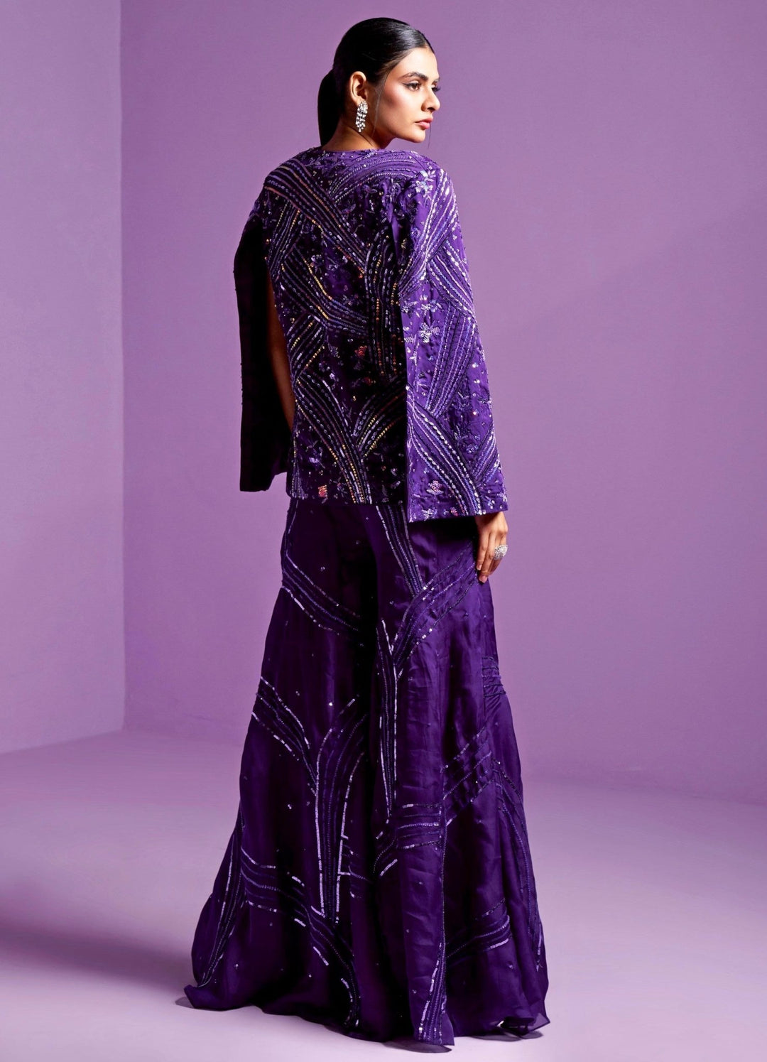 Striking Purple Jacket And Pant Set Parul Gandhi - Fabilicious Fashion