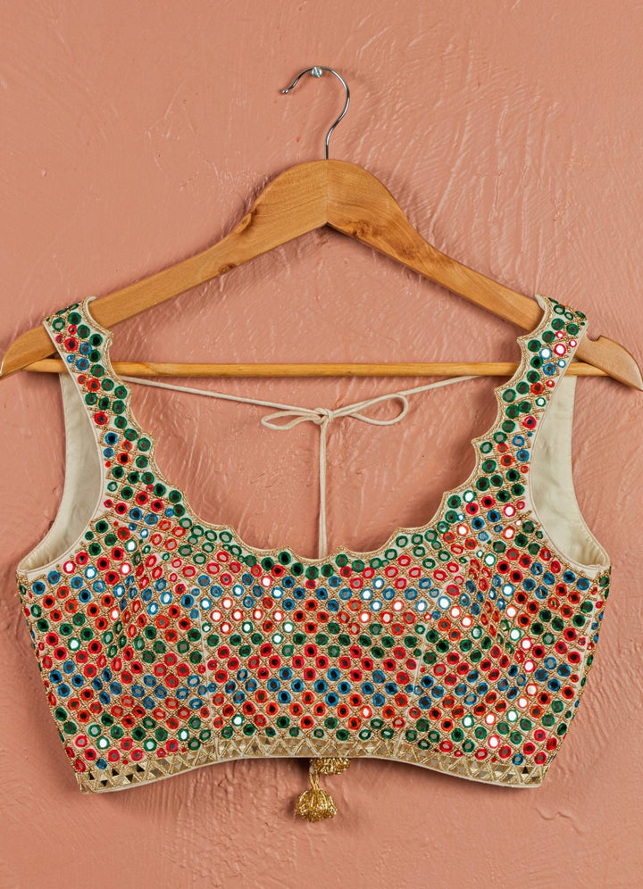 Summer Hued Multicolour Raw Silk Blouse Anisha Shetty - Fabilicious Fashion
