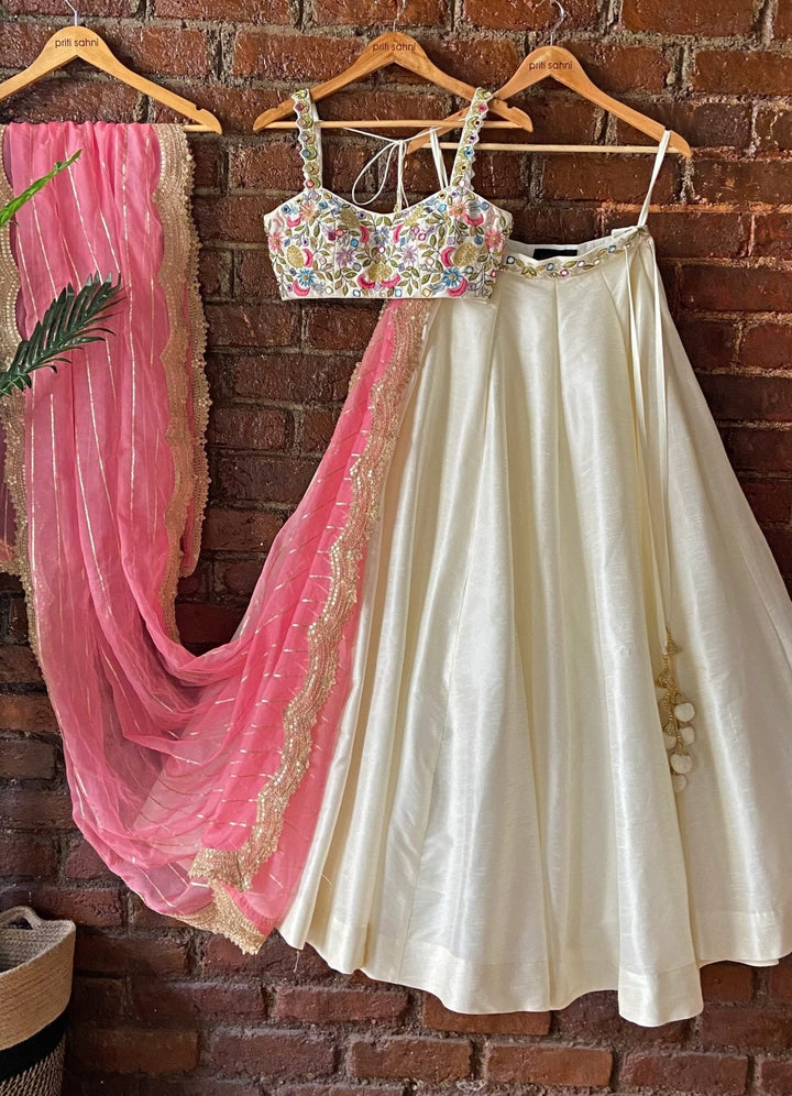 Summer Swan Ivory lehenga set Priti Sahni - Fabilicious Fashion