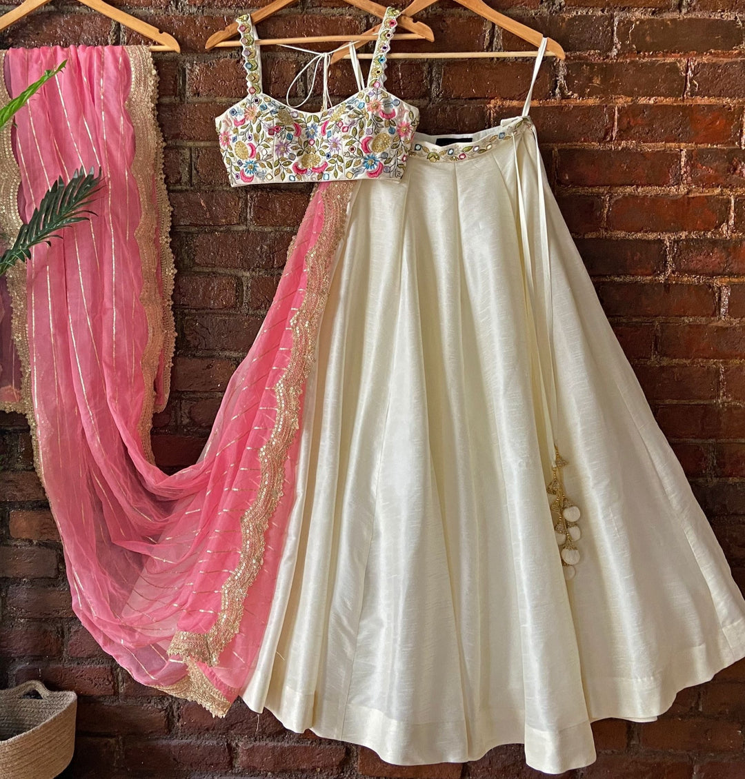 Summer Swan Ivory lehenga set Priti Sahni - Fabilicious Fashion